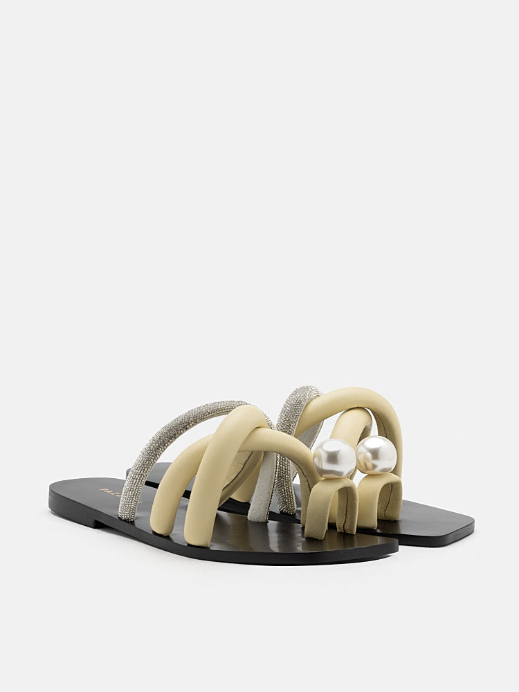 PAZZION, Vittoria Toe-Ring Slides, Yellow