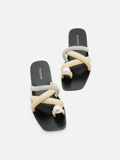 PAZZION, Vittoria Toe-Ring Slides, Yellow