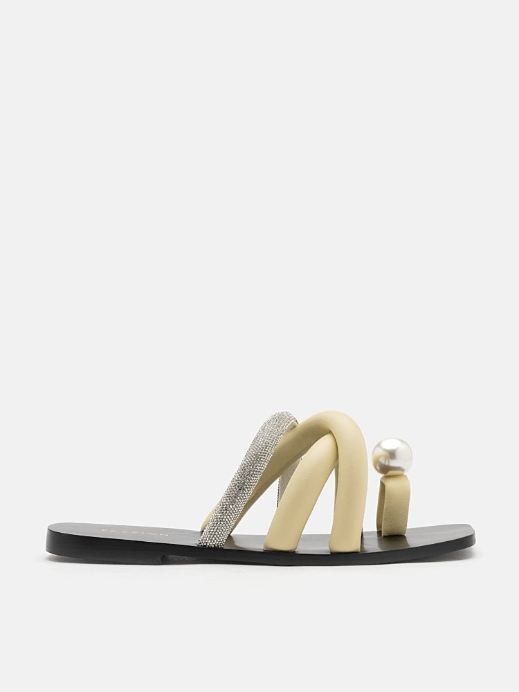 PAZZION, Vittoria Toe-Ring Slides, Yellow