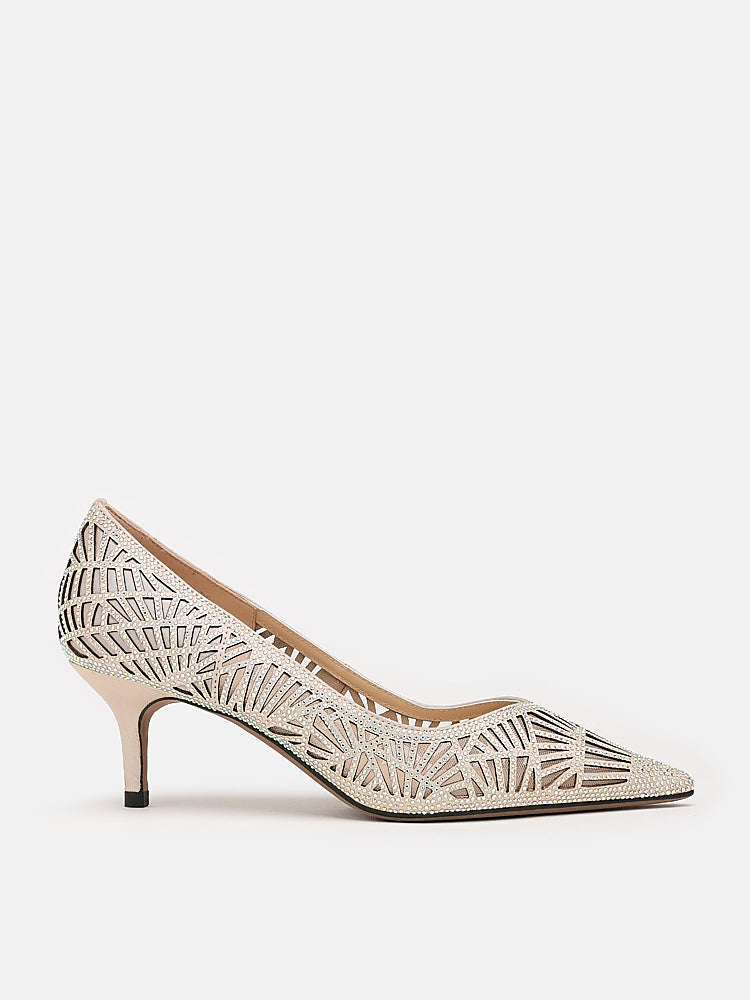 PAZZION, Walton Diamante Cut-Out High Heels, Almond