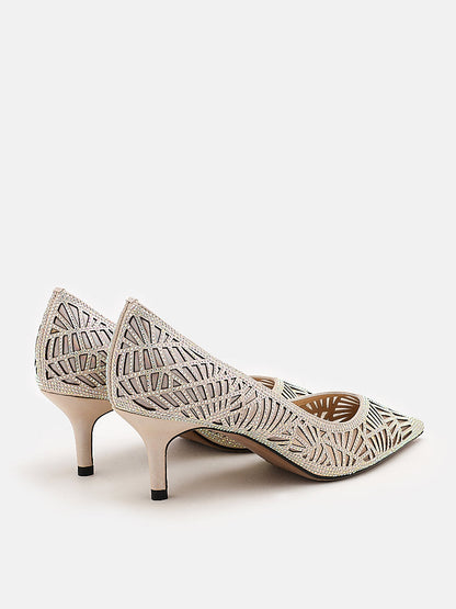 PAZZION, Walton Diamante Cut-Out High Heels, Almond