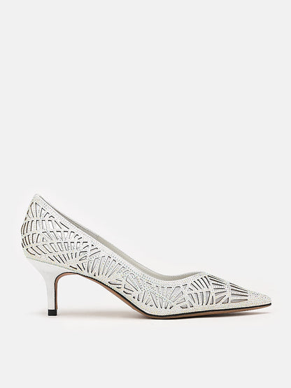 PAZZION, Walton Diamante Cut-Out High Heels, Silver