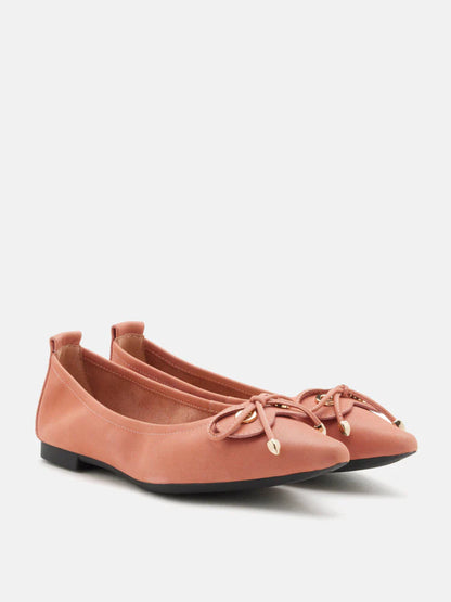 PAZZION, Waverly Eyelet Bow Pointed Toe Flats, Red