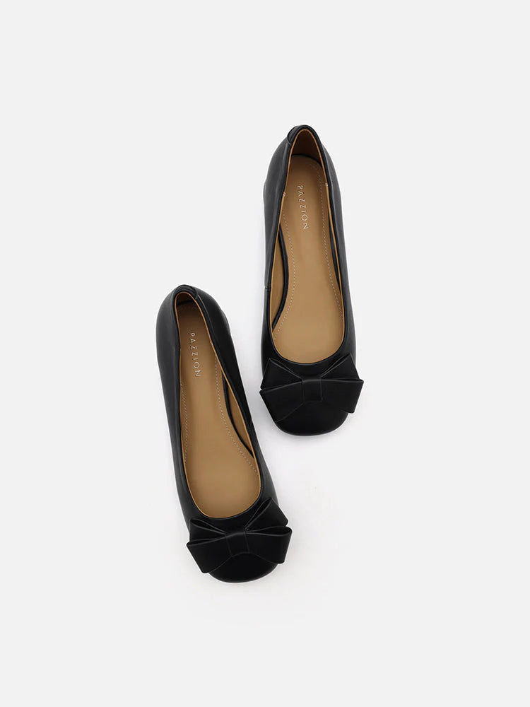 PAZZION, Willa Bow Embellished Low Block Heels, Black
