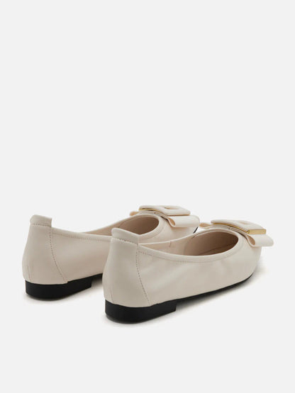 PAZZION, Wilma Bow Pointed Toe Flats, Beige