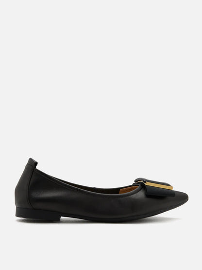 PAZZION, Wilma Bow Pointed Toe Flats, Black