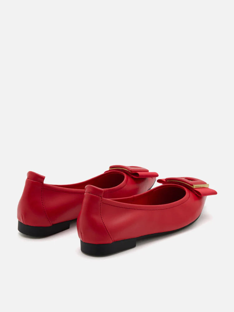 PAZZION, Wilma Bow Pointed Toe Flats, Red