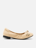 PAZZION, Wren Bow Embellished Covered Flats, Almond