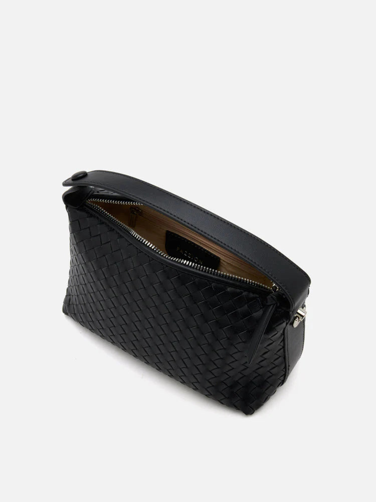 PAZZION, Xyla Woven Leather Bag, Black