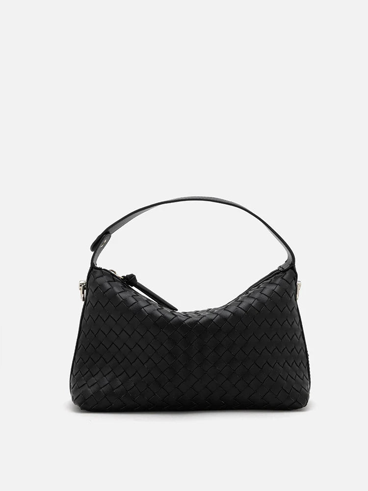 PAZZION, Xyla Woven Leather Bag, Black