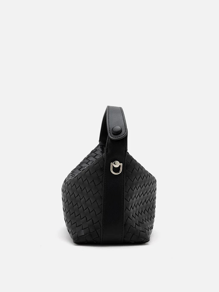 PAZZION, Xyla Woven Leather Bag, Black