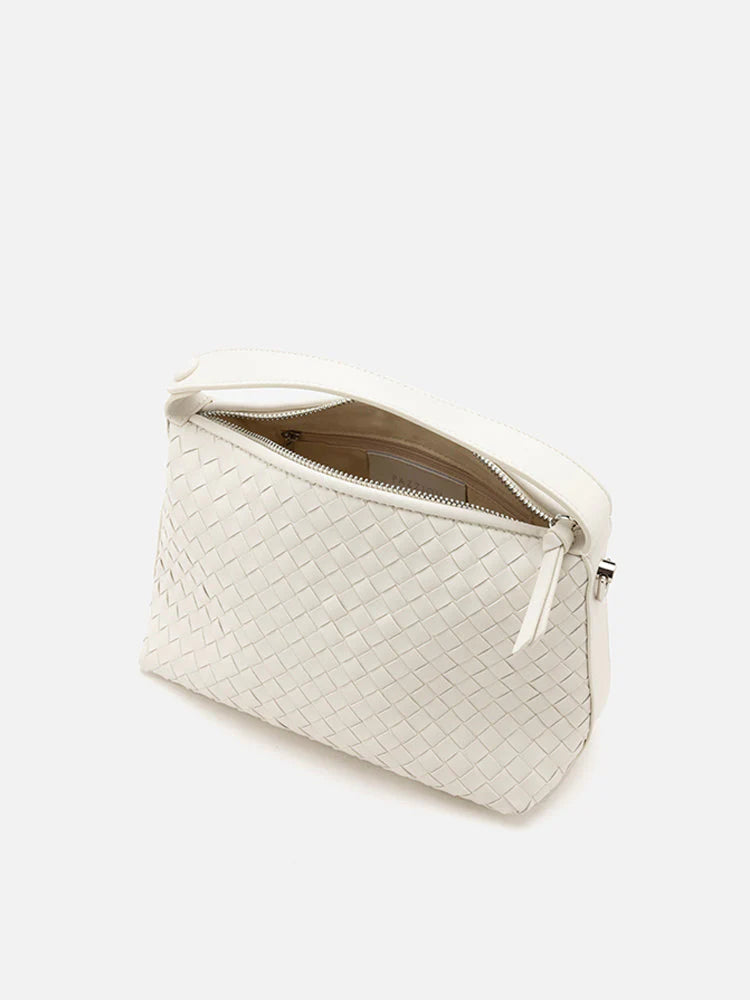 PAZZION, Xyla Woven Leather Bag, White