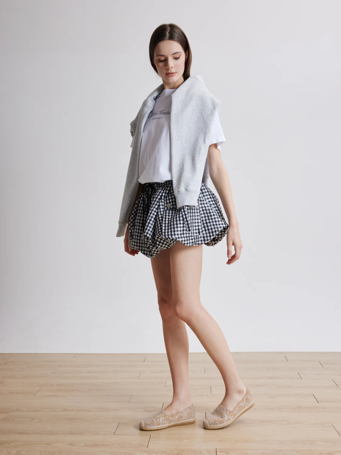 Yves 麂皮綴飾草編鞋