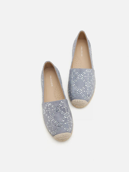 Yves 麂皮綴飾草編鞋