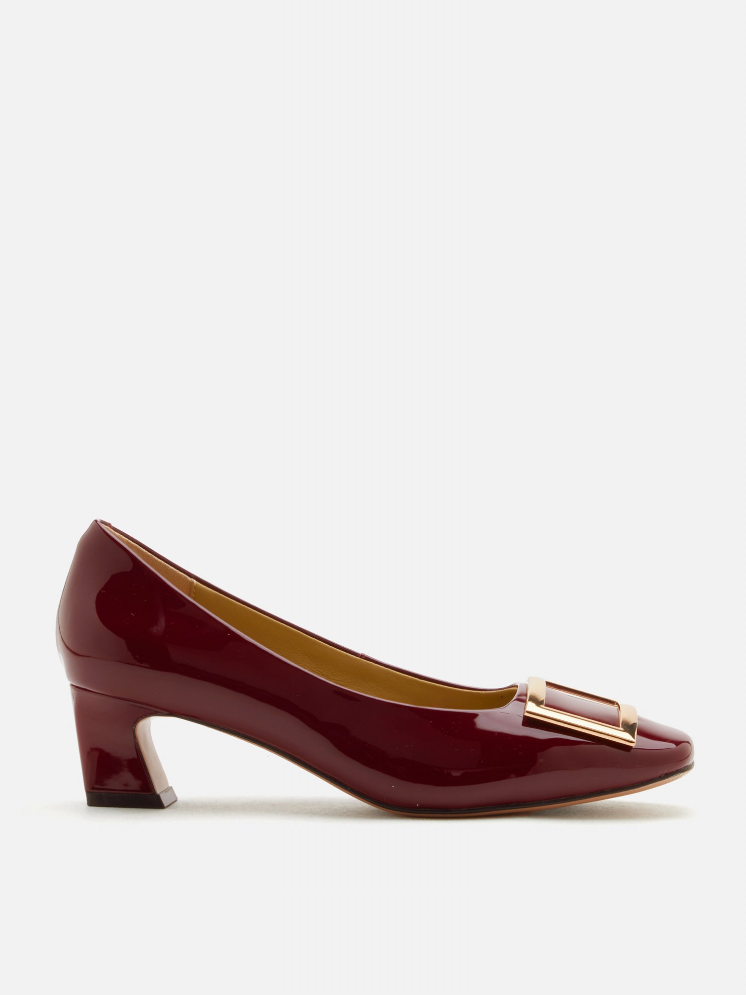 PAZZION, Yvette Buckle Square-Toe Pump Heels, Wine