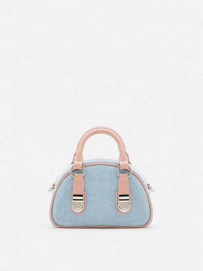 PAZZION, Yvonne Denim Top Handle Bag, Pink