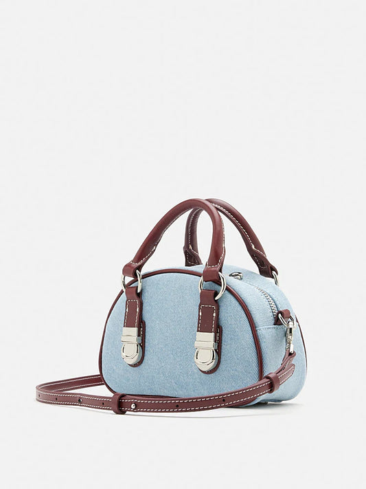 PAZZION, Yvonne Denim Top Handle Bag, Wine