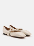 PAZZION, Zion Ruched Leather Band Ballet Flats, Beige