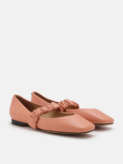 PAZZION, Zion Ruched Leather Band Ballet Flats, Pink