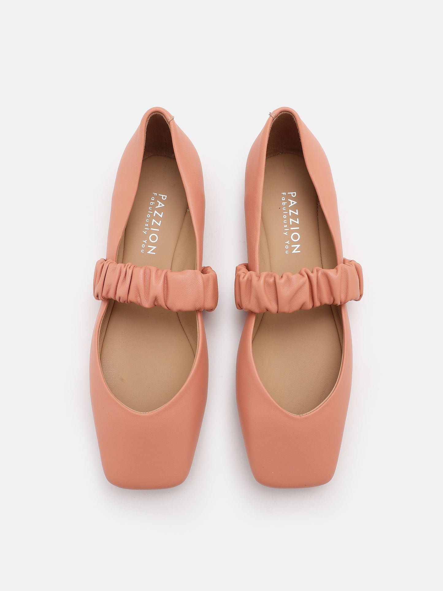 PAZZION, Zion Ruched Leather Band Ballet Flats, Pink