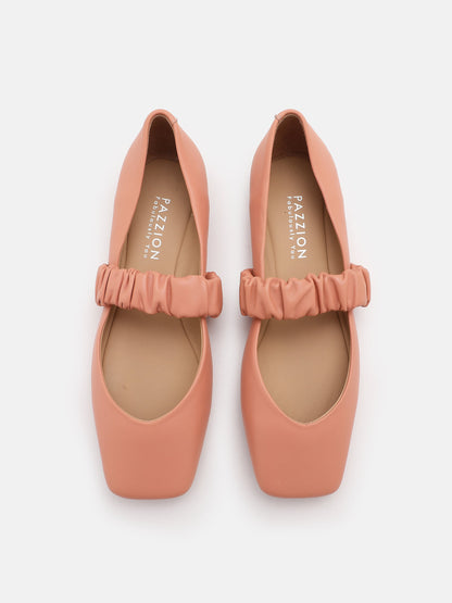 PAZZION, Zion Ruched Leather Band Ballet Flats, Pink