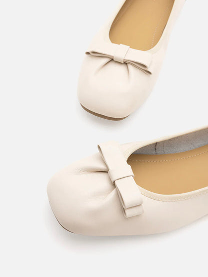 PAZZION, Ziva Bow Ballet Flats, Beige