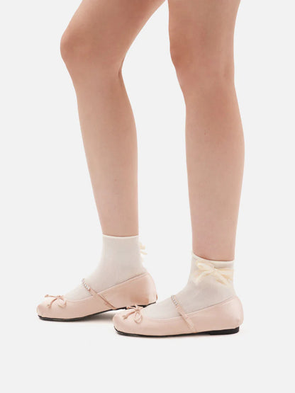 PAZZION, Zoelle Lace Bow Socks, Beige