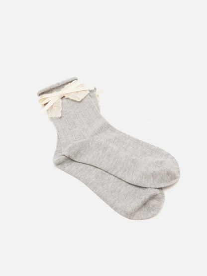 PAZZION, Zoelle Lace Bow Socks, Grey