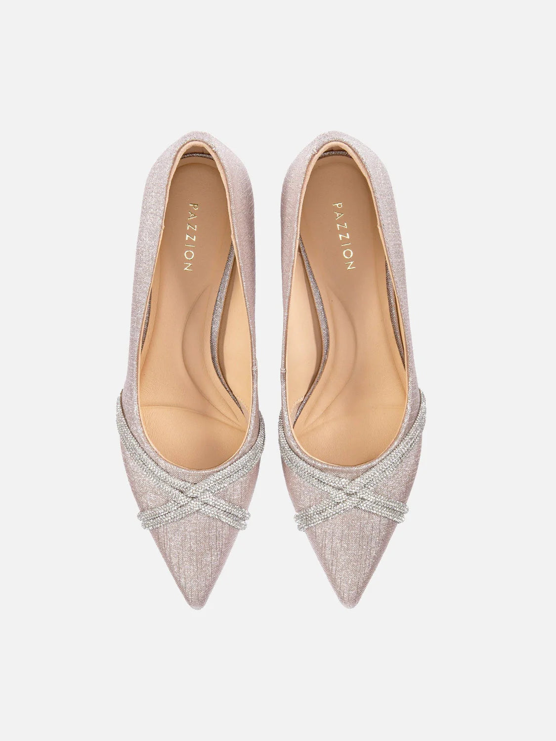 PAZZION, Zoravelle Crystal Embellished Glitter Heels, Champagne