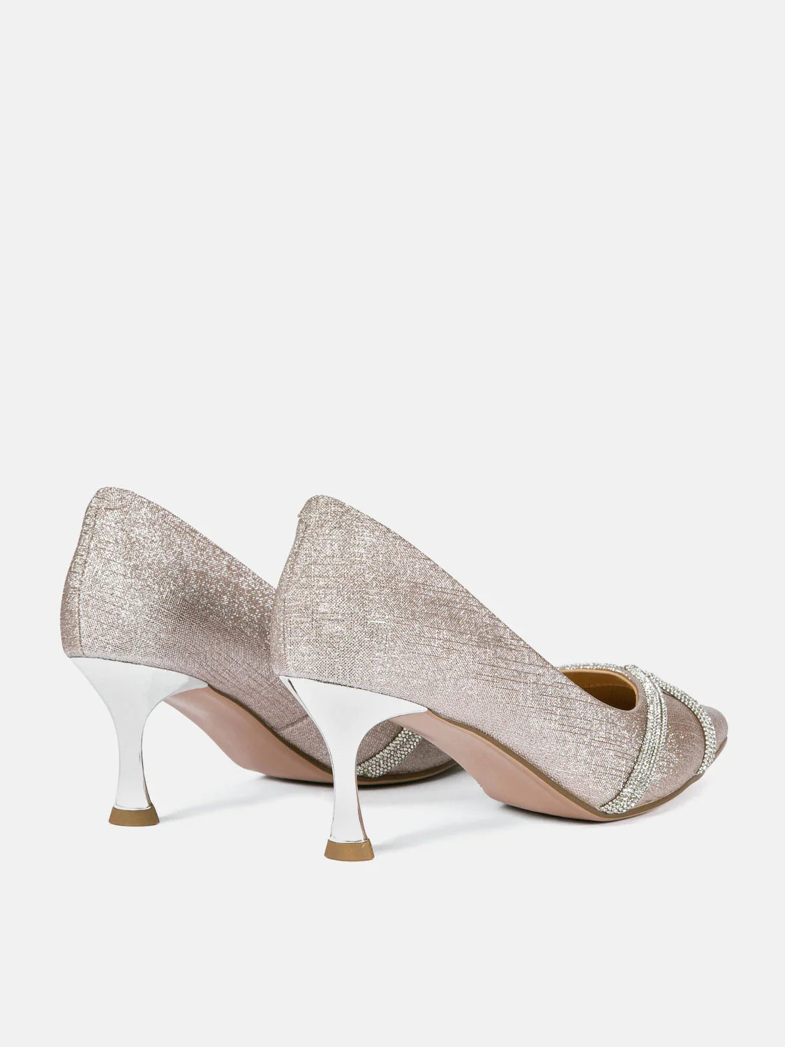 PAZZION, Zoravelle Crystal Embellished Glitter Heels, Champagne