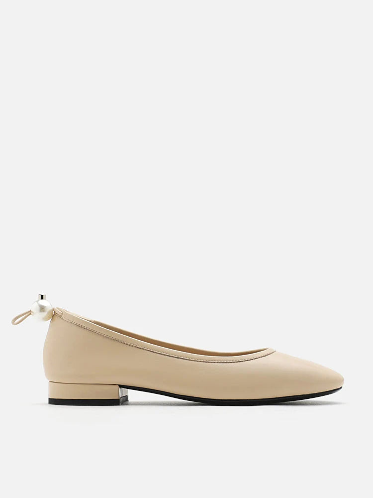 PAZZION, Zuri Curved-Toe Ballet Flats, Almond