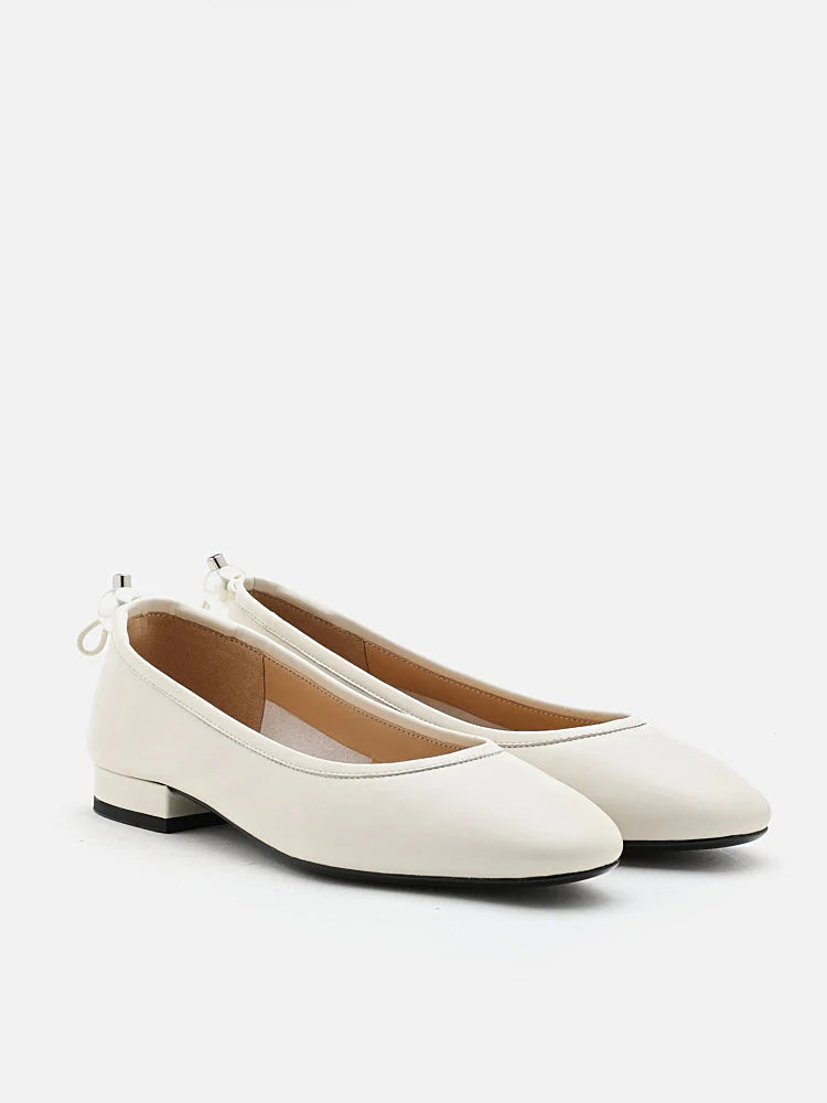 PAZZION, Zuri Curved-Toe Ballet Flats, Beige