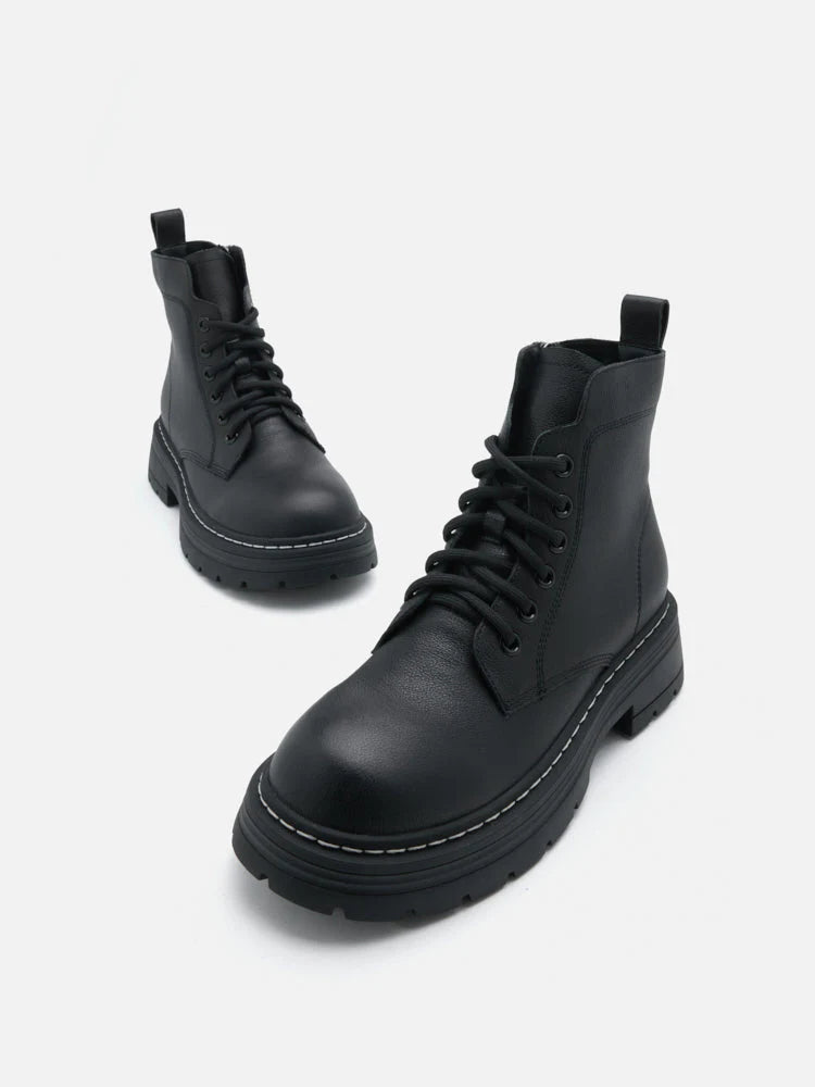 PAZZION, Zuri Leather Ankle Boots, Black