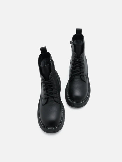 PAZZION, Zuri Leather Ankle Boots, Black