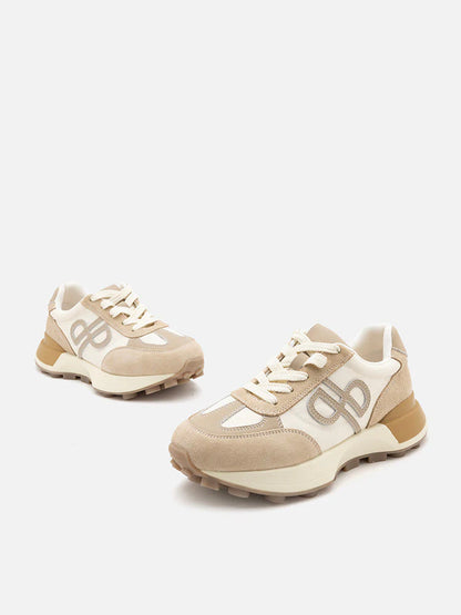 PAZZION, Camille Suede Sneakers, Beige