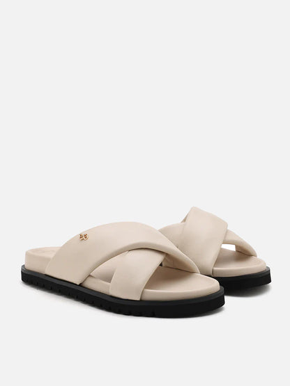 PAZZION, Della Slip On Slide Sandals, Beige