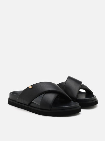 PAZZION, Della Slip On Slide Sandals, Black