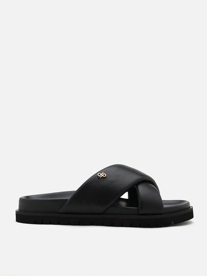 PAZZION, Della Slip On Slide Sandals, Black