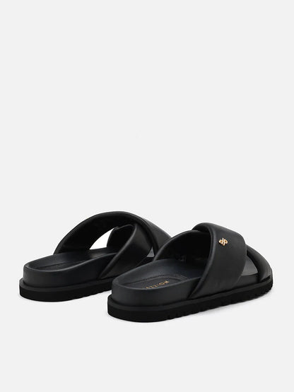 PAZZION, Della Slip On Slide Sandals, Black