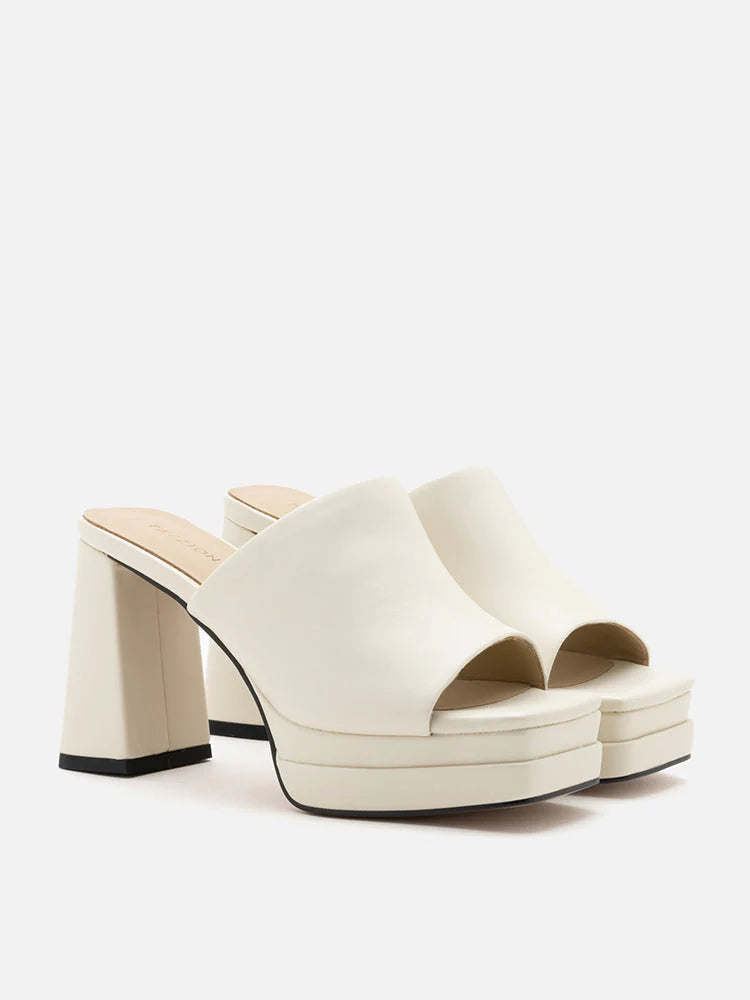 PAZZION, Isha Chunky Platform Heels, Beige