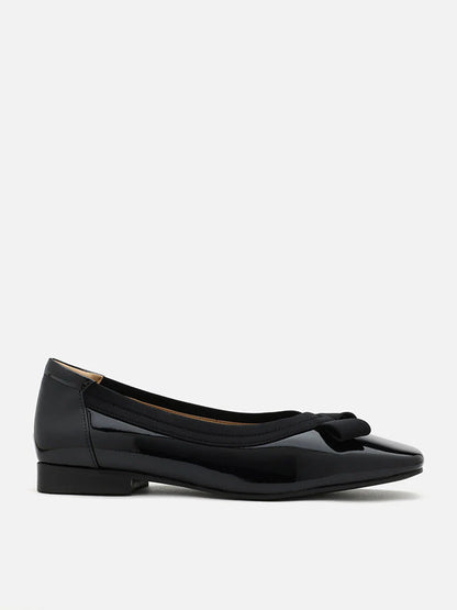 PAZZION, Makayla Patent Bow Flats, Black