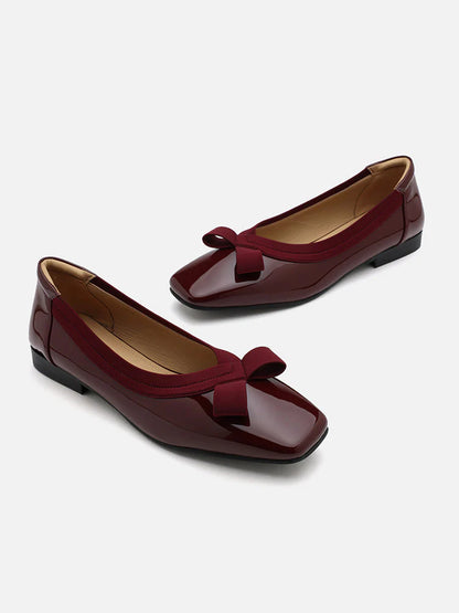 PAZZION, Makayla Patent Bow Flats, Wine