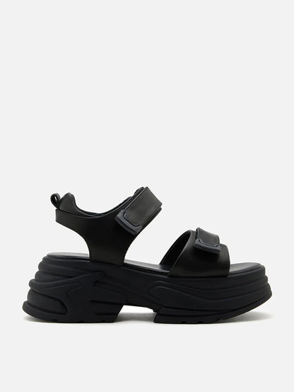 PAZZION, Shaina Platform Sandals, Black